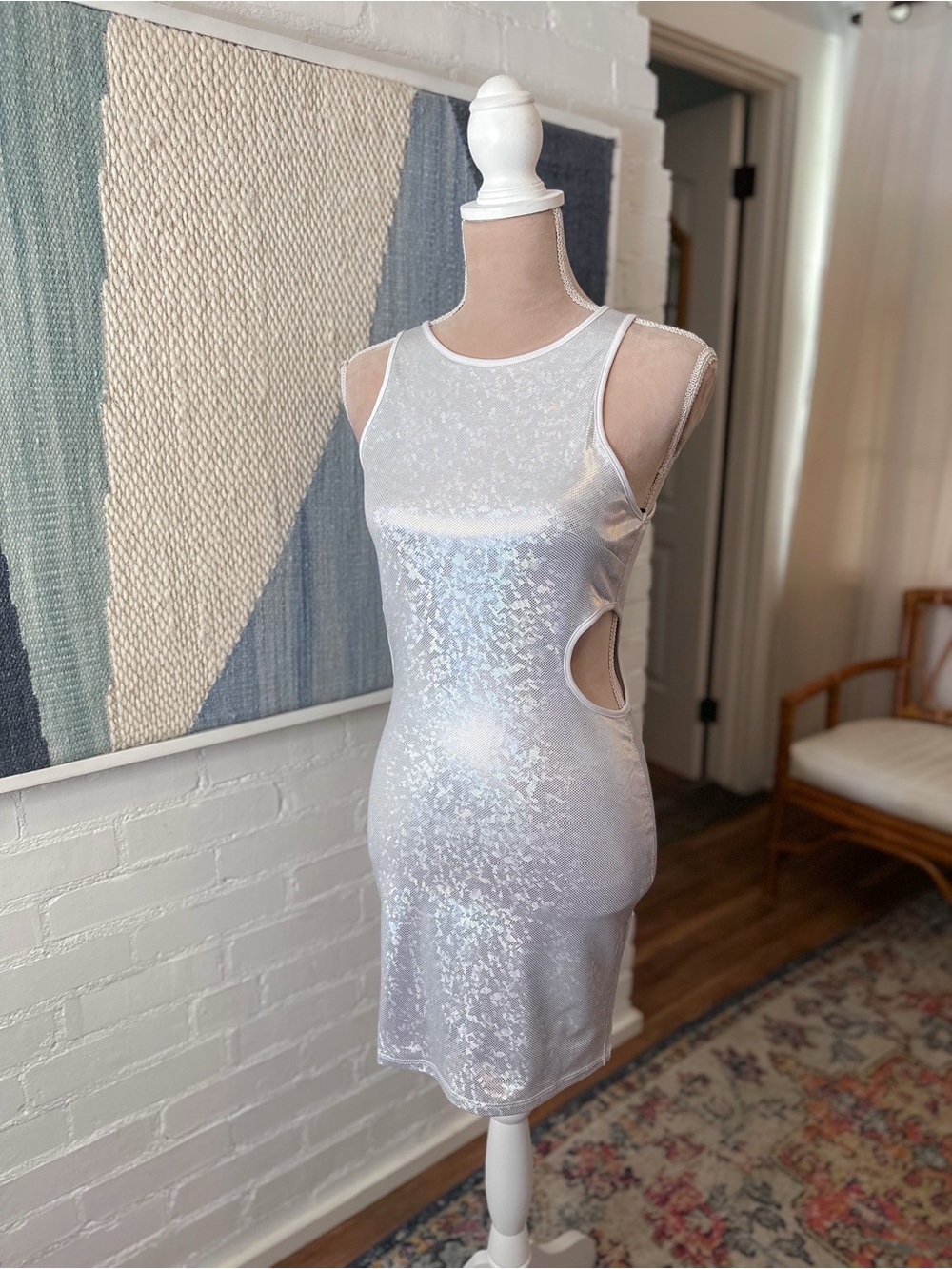 NWT Forever 21 Cut Out White Shimmer Bodycon Dress